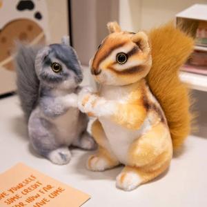 Cute Realistic Squirrel Doll Lovely Squirrel Stuffed Animal Plush Toys High Quality Handmade Dolls Childrens Holiday Gifts h260819