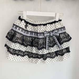 Y2K Spicy Girl Musical Notes Piano Key Half Skirt Ancient Early Millennium Sweet Lace Cake Skirt Kawaii Girl Date Skirt Curtain H260729