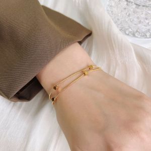 gelang tangan titanium 2layer combi kotak dimensi vintage elegan trending fashion korea premium Gl16