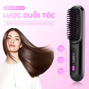 Lược điện chải tóc không dây ion âm cao cấp Lược điện duỗi tóc không dây màn hình số hiển thị chăm sóc tóc bóng mượt tạo kiểu nhanh dễ dàng mang theo  Phụ Kiện Chăm Sóc Tóc