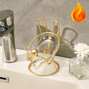 1 ชิ้น กล่องสบู่ พร้อมขาตั้งเหล็ก ระบายน้ํา กล่องสบู่ในครัวเรือน จานสบู่หรูหราเบาๆ ถาดสบู่ ที่วางสบู่รูปกระต่าย เหมาะสำหรับใช้ในครัวเรือนและห้องน้ำ