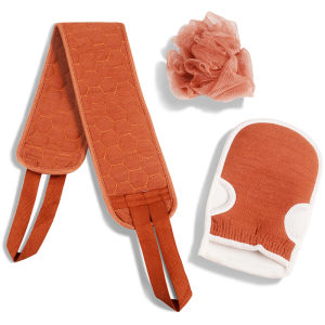 KONCO Bath towel Bath Sponge Shower Gloves 3 pieces/set  Bath belt Soft Nylon Mesh Back Cleaner Washer Body Bath Brush Back Scrubber for Shower