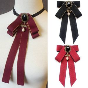 Solid Color Bow Elegant Tie Vintage Ribbon Tassel Necktie Professional Ribbons Mens and Womens
