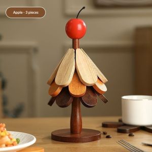 Natural Wood Tree Trivets Christmas Tree Coaster SetTree Shape Trivet Table Decor Coaster