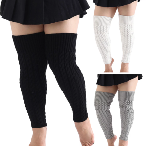 Vớ cao tới đùi nữ đan dây cáp bọc ấm chân vớ Vớ Dài đến đầu gối không chân