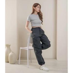 Highwaist Kiya Cargo Loose Pants Wanita Pinggang Karet Celana Cewek Serut Korean Style Jumbo terbaru