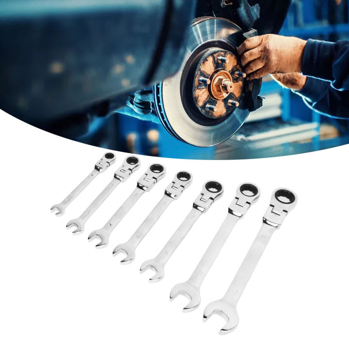 YATO Ratsche Schraubenschlüssel-Set 7-teilig – 10–19 Mm, 72 Zähne, Mit Aufbewahrungs-Halterung
