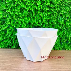 Bộ 02 Chậu Ruby 33x20cm Size Lớn Màu Trắng Đẹp Trồng Hoa Kiểng