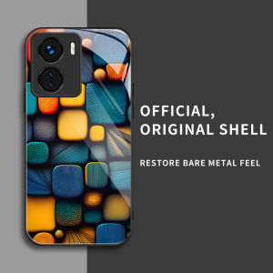 สำหรับ Vivo Y35 5G & Vivo Y56 & Vivo Y16 เคสศัพท์ป้องกันการตกที่มีสี่เหลี่ยมเล็กๆ สีสันสดใส บุคลิกภาพทันสมัย