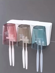 Multifunctional Toothbrush Holder Toothbrush Cup punch-Free Toothbrush Holder Mouth Wash Cup Rak Berus Gigi  牙刷架
