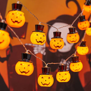 10LED Pumpkin String Lights Portable Lighting Strings Night Light Halloween Party Atmosphere Lamps Lantern Decoration Supplies