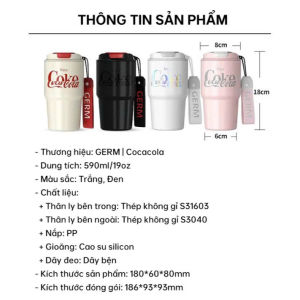 Ly Giữ Nhiệt Inox 316 GERM Coca-Cola Enjoy 590ml - Quà Tặng - GPS-2123VP-CCEW/GPS-2123VP-CCEB