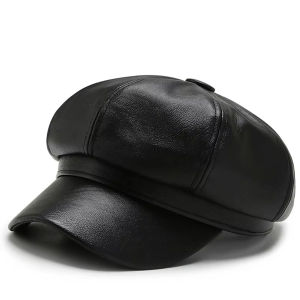 Topi beret mangaka komikus imitasu pu leather Topi Kulit Baret Hat Gaya Retro Inggris