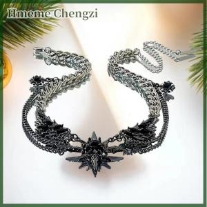 Hmeme Punk Devil Wings Black Zircon Pendant Necklace For Men Women Gothic Hiphop Cool Dark Necklace Party Jewelry Accessories Gifts