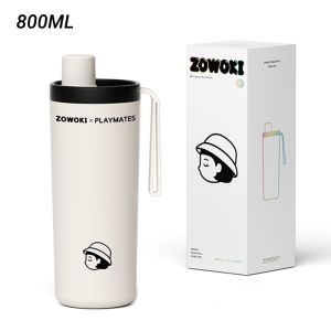 [HOT] Zowoki Q18 Ceramic Thermos Tumbler with Straw Drinking Water Bottle (800ml)