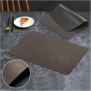 Retro Faux Leather Placemats 45*30cm for Dining Table Leather Place Mats for Indoor Outdoor Stain Resistant Heat Resistant Non-Slip Double Layer Cowhide Patterned Placemat