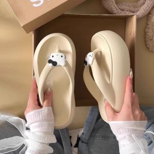 [Free Shipping] Cute Cat-Themed Thick-Soled Flip-Flops Womens Summer Outdoor Beach Sandals Non-Slip and Odor-Resistant