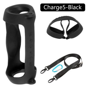 Silicone Case Cover for JBL Charge 5 Bluetooth Speaker Travel Carrying Protective with Shoulder Strap and Carabiner Audio Protective Case for JBL Charge 5 Bluetooth Speaker Silicone Audio Storage Bag Bluetooth Audio Protector JBL Charge 5 Audio Protector