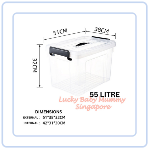 【Pure Care】 Transparent Large Storage Box with Handle | Heavy-Duty Clear Organizer | Stackable