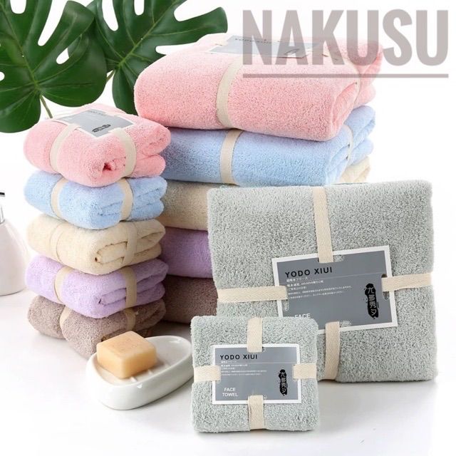 Poposy 2In1 High Quality Microfiber Bath Towel & Hand Towel Gift Set