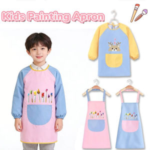 Child Craft Apron Cute Cartoon Sleeves Apron Waterproof Portable Painting Clothes DIY Children Smock