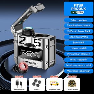 TWS M25/M41 Bluetooth 5.3 Headset 3500mAh/4500mAh Power Bank 9D Stereo Wireless Headphone Sports Gaming Earbuds LED Mic Earbud【Garansi 12 Bulan】