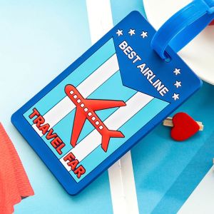 Adjustable Soft Silicone Cute Cartoon PVC Luggage Tag Buckle Strap Cover Label ID Address Holder Travel