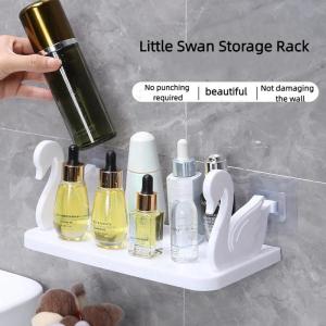 Wall Mounted Swan Storage Rack  Hanging Kitchen Bathroom Seasoning Bottle Cosmetics Organizer Holder Shelf