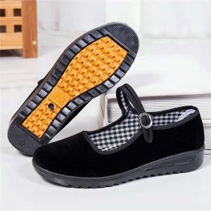 สำหรับรองเท้าผู้หญิงรองเท้าผ้าปักกิ่งเก่าเอ็นแต่เพียงผู้เดียวของผู้หญิงรองเท้าแบนลายสก๊อตสีแดงสีน้ำเงินสีดำ