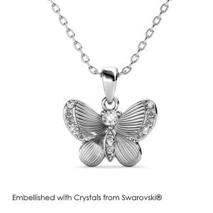 Her Jewellery Chrysalis Butterfly Pendant - Luxury Crystal Embellishments plated with 18K Gold