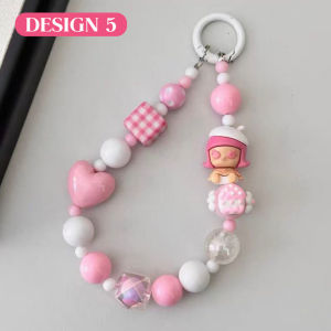 🔥Local Delivery🚚🔥Cute Phone Charm Strap Colorful Beads Cartoon Pendant Wrist Strap Kawaii Phone Accessory