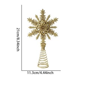 HOTOTO Snowflake Christmas Tree Toppers Hollowed-out 3D Snowflake Ornament  Multi-layer Xmas Props Christmas