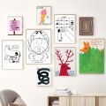 Áp phích trừu tượng David shrigley tranh tường hình ảnh hổ Tai nghe cua Kem mèo Tranh vải bố trang trí phòng khách. 