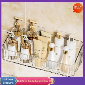 Graceful Wall Mounted Cosmetics Storage Rack No Hole Required Plastic Corner Wall Shelf Organizer Bathroom Accessories