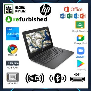 Murah Laptop For Student And Office Use HP 11 G6 Chromebook [ Intel Celeron | 4GB DDR3 Ram | 16GB SSD | WiFi | Webcam | Chrome Play Store | 11.6" inch Display]