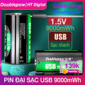 Pin đại sạc cổng USB Doublepow size D 1.5V 9000mWh Pin Sạc Cho Bếp Ga Đèn Pin Thiết Bị Công Nghiệp. 