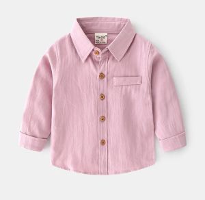 IYEAL Kids Spring Childrens Clothes 2026 New Long Sleeve Boys Tops Shirt Solid Color Pure Cotton Shirt for Girl2026
