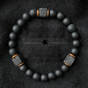 Sense Of Style Mens Volcanic Stone Bracelet Necklace Comfort Decoration Adults Black Agate Volcanic Stone Bracelet Adults Stylish Jewelry Protection Everyday Life Socialization