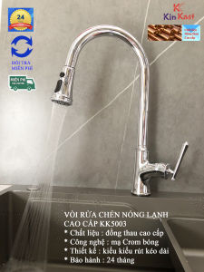 VÒI RỬA CHÉN NÓNG LẠNH RÚT DÂY ĐỒNG THAU KK5031