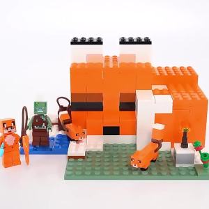 kids toys new figures Minifigures Compatible with LEG0 building blocks minecraft toy MC STEVE Minecraft Series Compatible with Minifigures Village Animal Fox House Puzzle Assembly Building Blocks Mechanism Cave