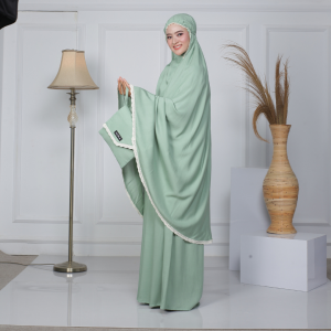 Mukena Travelling Renda Alula - Mukena Renda Alula Terbaru - Mukena Renda anak dan dewasa