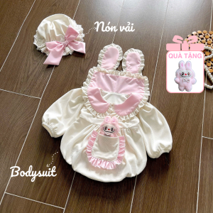 BD213 Bodysuit áo liền quần thỏ dài tay RIOKIDS quần áo đầy tháng cho bé gái sơ sinh