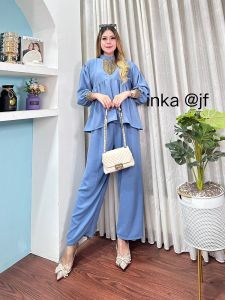 Setelan Renda Sultan Mewah Wanita Kekinian Crinkle Airflow One Set Tunik Wanita Renda Sultan Terbaru