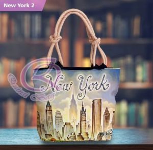 [ GROSIR ] ALVYSTREET - Totebag Tali Sumbu Kepang Motif New York | Printing High Quality | Souvenir Tas Motif New York | 5 Pilihan Motif