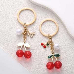 Sweet Red Cherry Keychains Lovely Fruit Keyrings Handbag Ornaments Friend Gifts Souvenir Accessories