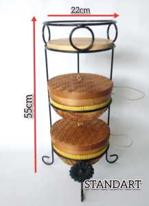 rak bawang tutup kombinasi / rak bawang susun minimalis / rak bumbu dapur anyaman bambu