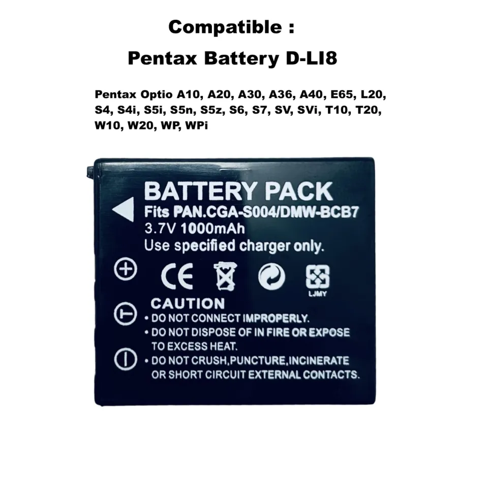 Pentax Battery D-LI8 For Pentax Optio A10 A20 A30 A36 A40 E65 L20