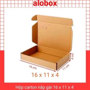 Hộp nắp gài bìa carton hộp giấy dẹt hộp bìa giấy cod hộp giấy gói size 16x11x4 cm 40 hộp giao hàng nhanh hỏa tốc tp. HCM - alobox.