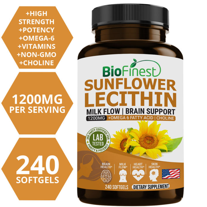 Biofinest Sunflower Lecithin 1200mg Supplement Omega 6 Choline