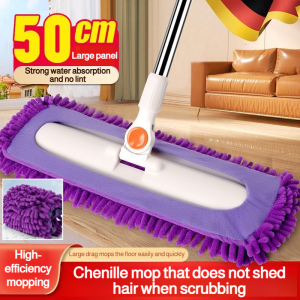 55CM Widen Chenille Mop Dust Mop With Long Pile 360° Rotatable Microfiber Flat Mop Dry And Wet Self Cleaning Lazy Mop